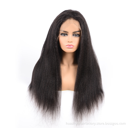 Top Quality Grade 10A Custom Cheap Light Italian Yaki Human Hair Full Lace Wig With Bang